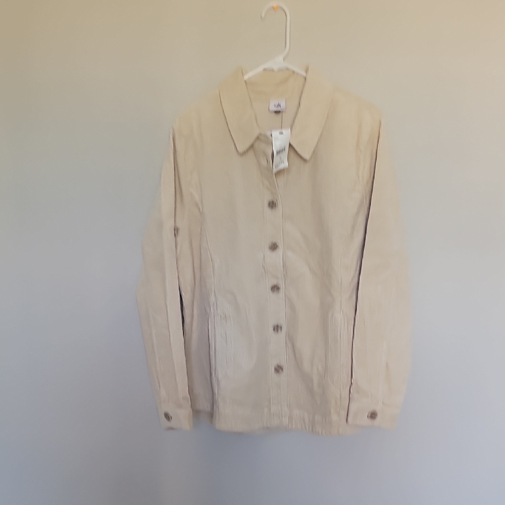 CAbi Cream Button-Front Jean Jacket